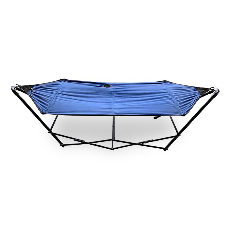Draagbare vouwen hangmat lounge camping bed stalen frame standaard w/draagtas blauw