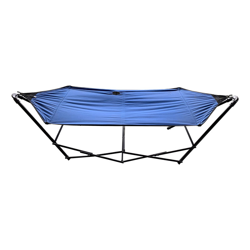 Draagbare vouwen hangmat lounge camping bed stalen frame standaard w/draagtas blauw