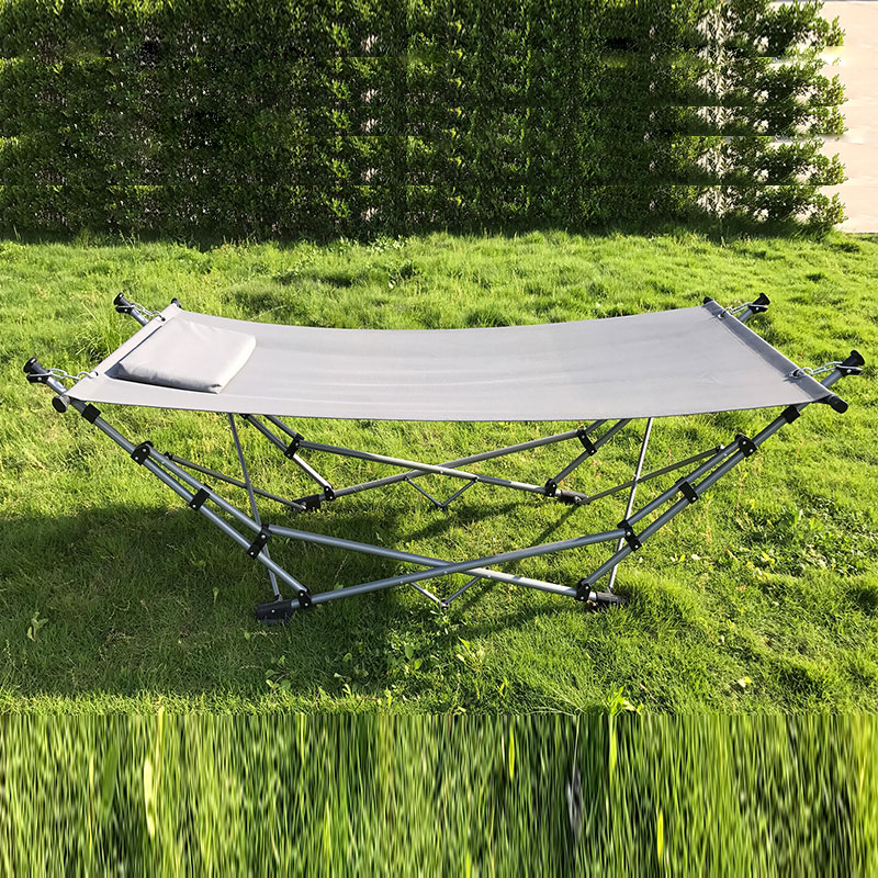 Draagbare vouwen hangmat lounge camping bed stalen frame standaard w/draagtas blauw